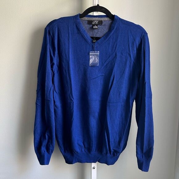 NWOT Foxcroft Blue Cashmere Blend Sweater - Picture 1 of 3